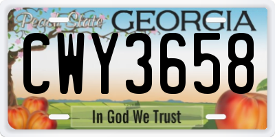 GA license plate CWY3658