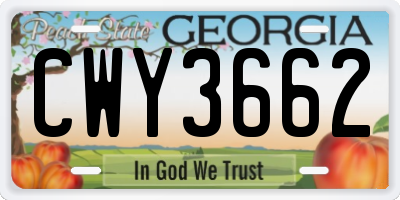 GA license plate CWY3662