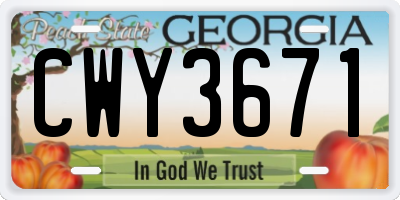 GA license plate CWY3671