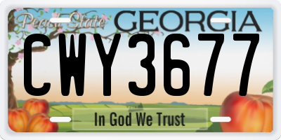 GA license plate CWY3677