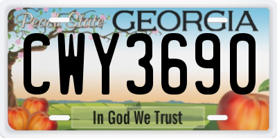 GA license plate CWY3690