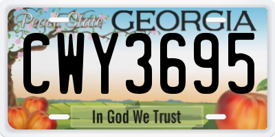 GA license plate CWY3695