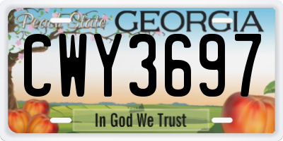 GA license plate CWY3697