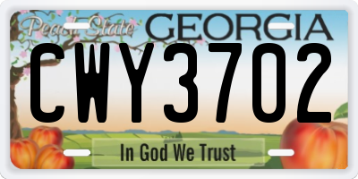 GA license plate CWY3702