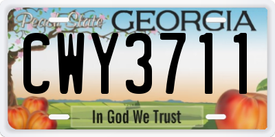 GA license plate CWY3711
