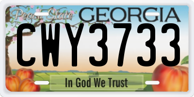 GA license plate CWY3733