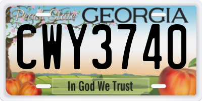GA license plate CWY3740