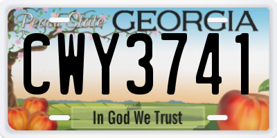 GA license plate CWY3741