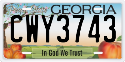 GA license plate CWY3743