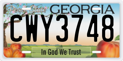 GA license plate CWY3748