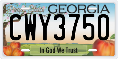 GA license plate CWY3750