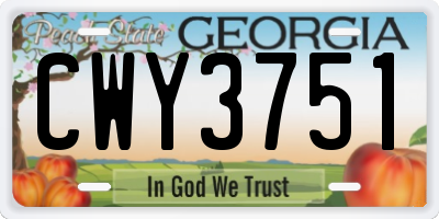 GA license plate CWY3751