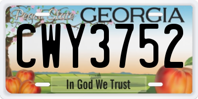 GA license plate CWY3752