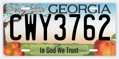 GA license plate CWY3762