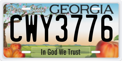 GA license plate CWY3776
