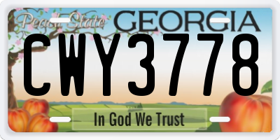 GA license plate CWY3778