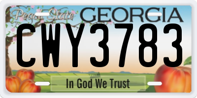 GA license plate CWY3783