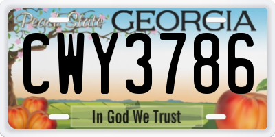 GA license plate CWY3786