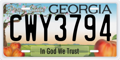 GA license plate CWY3794