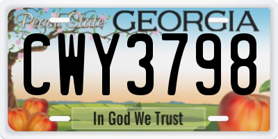 GA license plate CWY3798