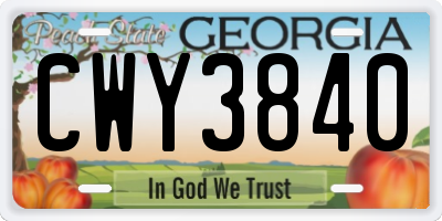 GA license plate CWY3840