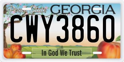 GA license plate CWY3860