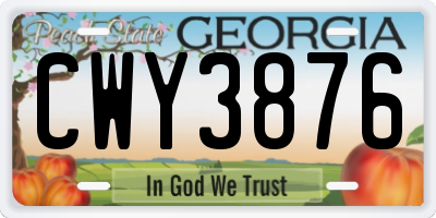 GA license plate CWY3876