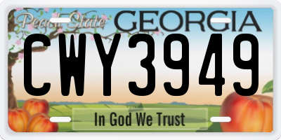 GA license plate CWY3949