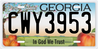 GA license plate CWY3953