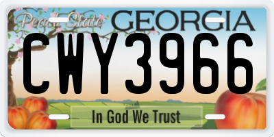 GA license plate CWY3966
