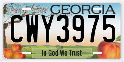 GA license plate CWY3975