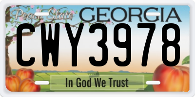 GA license plate CWY3978