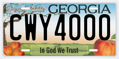 GA license plate CWY4000