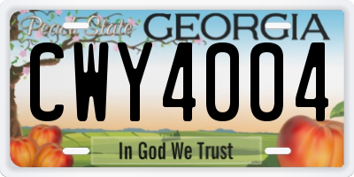 GA license plate CWY4004