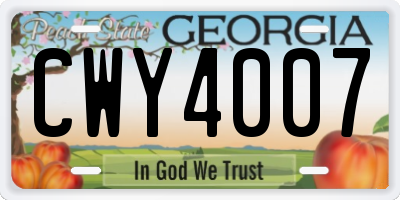 GA license plate CWY4007