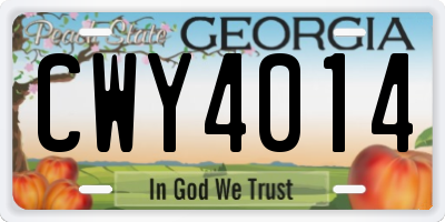 GA license plate CWY4014