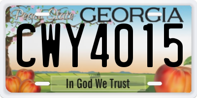 GA license plate CWY4015