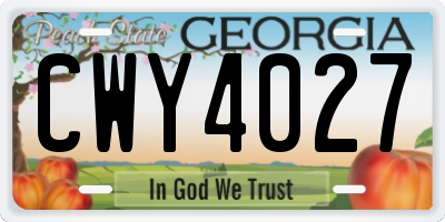 GA license plate CWY4027