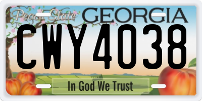 GA license plate CWY4038
