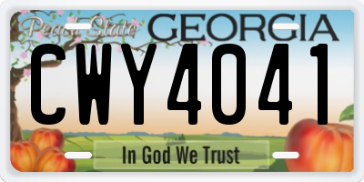 GA license plate CWY4041