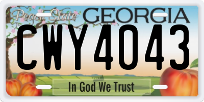GA license plate CWY4043