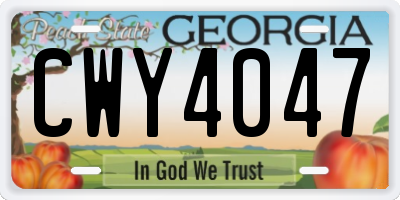 GA license plate CWY4047