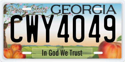 GA license plate CWY4049