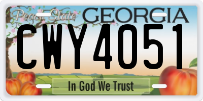 GA license plate CWY4051