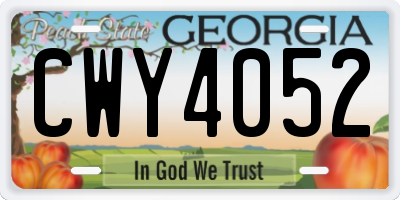 GA license plate CWY4052