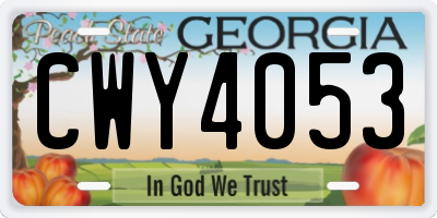 GA license plate CWY4053