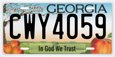 GA license plate CWY4059