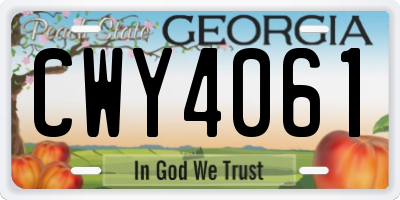 GA license plate CWY4061