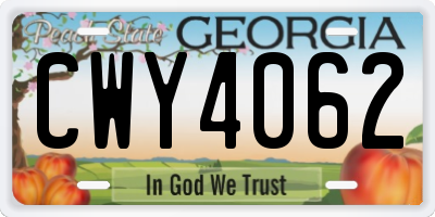 GA license plate CWY4062