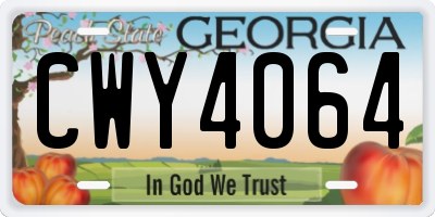 GA license plate CWY4064